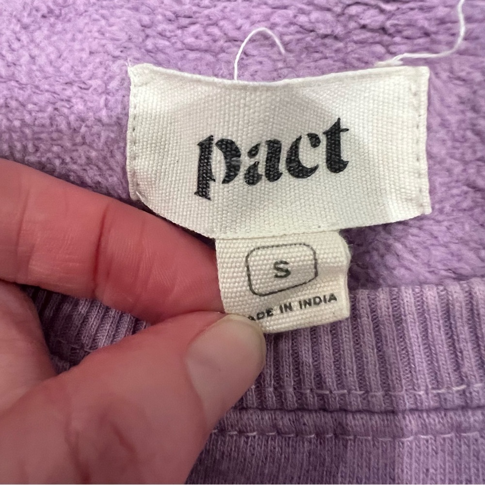 Pact Sweatshirt 100% Organic Cotton "Dreamer" Collegiate Crewneck Purple Small - Picture 2 of 7
